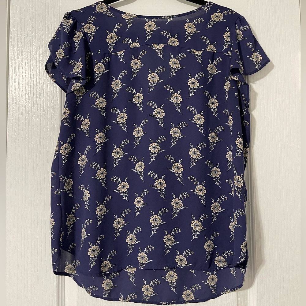 Loft Blue Floral Blouse